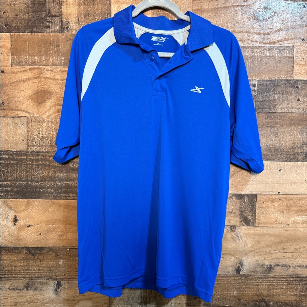 NEW NWOT GSX Men's Royal Blue Short Sleeve Golf Polo Shirt Size Medium M SM 327
